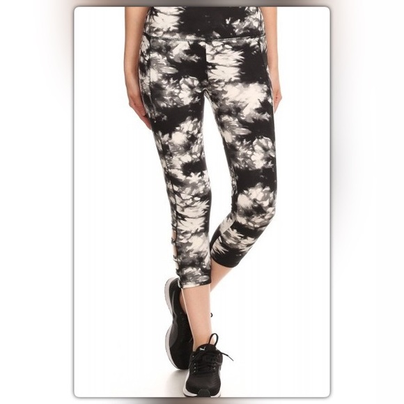 The NEW Boutique Pants - Black and White Tie Dye Athletic Leggings